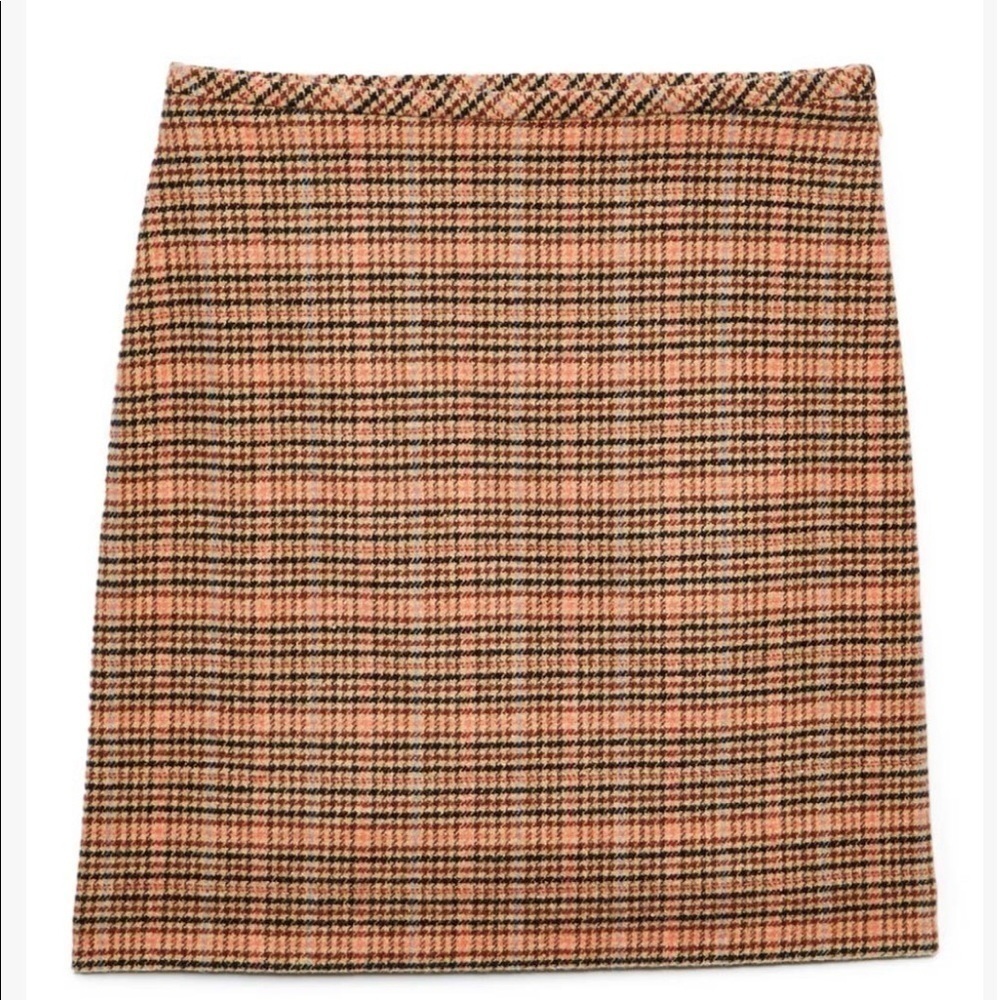 New Talbots Tan Plaid Wool-blend Pencil Skirt US 8